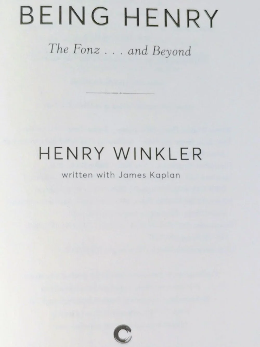 Henry Winkler Signed Being Henry Book Happy Days Fonz Beckett COA